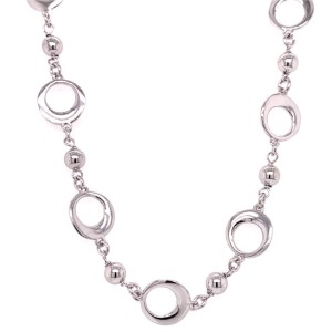 Sterling Silver Bead And Circle Link Necklace