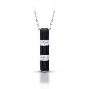 Belle Etoile Sterling Silver And Black Enamel "Barre" Pendant Necklace