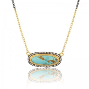 Lika Behar 24kt Yellow Gold & Oxidized Sterling Silver Arizona Turquoise "My World" Necklace