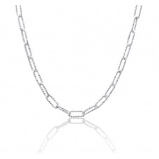 Peter Storm "Tessuto Colori" Sterling Silver 36"  Diamond Cut Paperclip Necklace