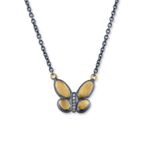 Lika Behar Fused 24kt Yellow Gold And Oxidized Sterling Silver "Butterfly Valley" Diamond Necklace