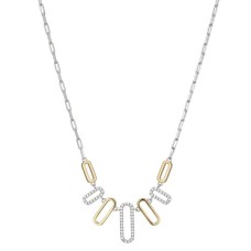 Charles Garnier Sterling Silver CZ-accented Paper Clip Necklace