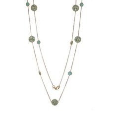 Charles Garnier 18kt Yellow Gold Over Sterling Silver And Synthetic Turquoise "Compass Rose" Necklace