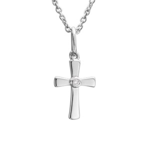 Sterling Silver Youth/child's Diamond-accented Cross Pendant