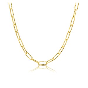 Peter Storm "Tessuto Colori" Yellow Gold Finish Sterling Silver 36"  Diamond Cut Paperclip Necklace