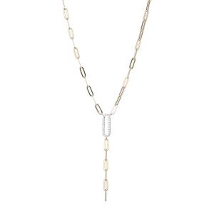 Charles Garnier Gold Over Silver Paperclip "Y" Necklace