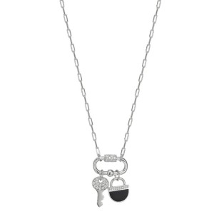 Charles Garnier Sterling Silver Carabiner And Charms Necklace