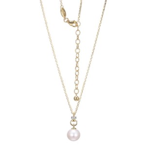 Charles Garnier 18kt Yellow Gold Over Sterling Silver Freshwaer Pearl And CZ Venus Pendant