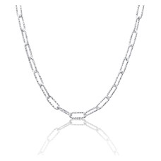 Peter Storm "Tessuto Colori" Sterling Silver 36"  Diamond Cut Paperclip Necklace