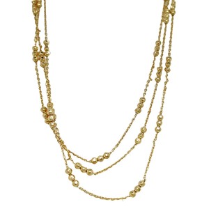 Peter Storm "Tessulto Colori" Yellow Gold Finish Sterling Silver Triple Strand 18" Necklace