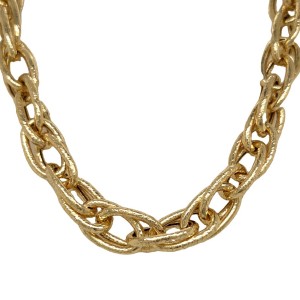 Peter Storm Tessuto Colori Yellow Gold Finish Sterling Silver Textured Oval Link Necklace