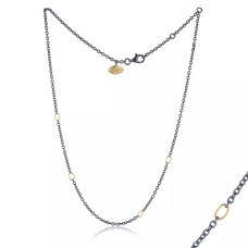 Lika Behar Oxidized Sterling Silver And 24kt Yellow Gold Rolo Chain Necklace