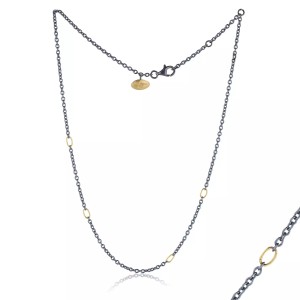 Lika Behar Oxidized Sterling Silver And 24kt Yellow Gold Rolo Chain Necklace