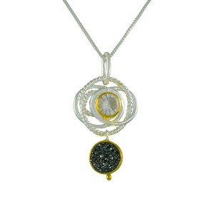 Michou Sterling Silver And 22kt Vermeil Quartz And Topaz Pendant Necklace