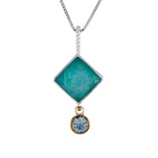 Michou Sterling Silver And 22kt Vermeil Amazonite Triplet And Blue Topaz Pendant Necklace