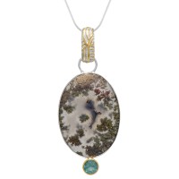 Michou Sterling Silver And 22kt Vermeil Agate And Apatite Pendant
