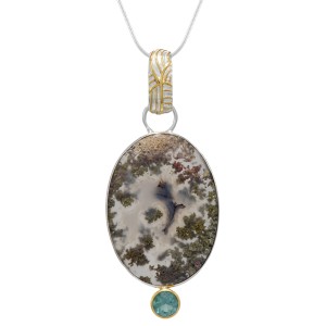 Michou Sterling Silver And 22kt Vermeil Agate And Apatite Pendant