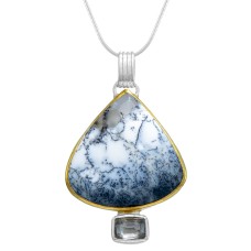 Michou Sterling Silver And 22kt Vermeil Agate And Quartz Pendant