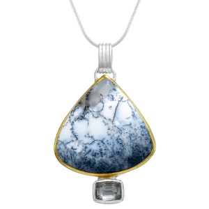 Michou Sterling Silver And 22kt Vermeil Agate And Quartz Pendant