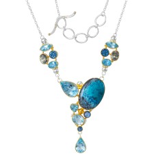 Michou Sterling Silver And 22kt Vermeil Multi-gemstone Necklace