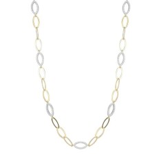 Charles Garnier 18kt Yellow Gold Over Sterling Silver And CZ Marquise Link Necklace