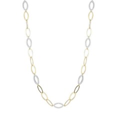 Charles Garnier 18kt Yellow Gold Over Sterling Silver And CZ Marquise Link Necklace