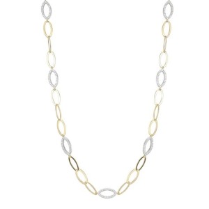 Charles Garnier 18kt Yellow Gold Over Sterling Silver And CZ Marquise Link Necklace