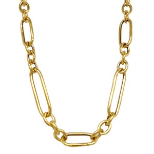 Peter Storm "Tessulto Colori" Yellow Finish Sterling Silver 18" Oval & Round Link Necklace