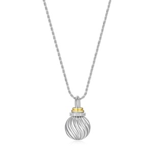 Charles Garnier "Celeste" Two-tone Sterling Silver  Fluted Ball Pendant Necklace