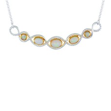 Michou Sterling Silver And 22kt Vermeil Opal Necklace