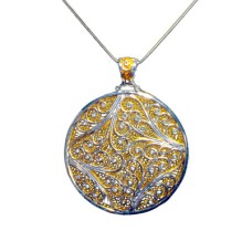 Michou Sterling Silver And 22kt Vermeil Swirl Design Pendant Necklace