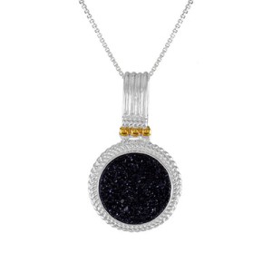 Michou Sterling Silver And 22kt Vermeil Druzy Quartz Pendant Necklace