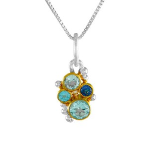 Michou Sterling Silver And 22kt Vermeil Blue Topaz Pendant Necklace