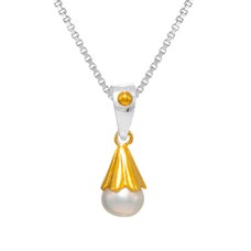 Michou Sterling Silver And 22kt Vermeil Pearl Pendant Necklace