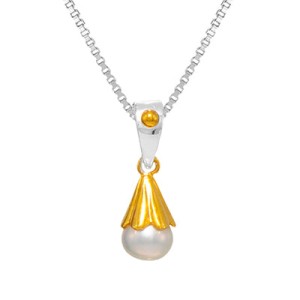 Michou Sterling Silver And 22kt Vermeil Pearl Pendant Necklace