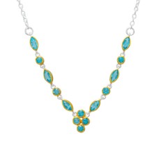 Michou Sterling Silver And 22k Gold Vermeil Baby Baby Blue Topaz Stations Necklace