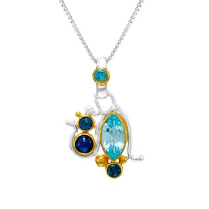 Michou Sterling Silver And 22kt Vermeil "blues" Cluster Pendant Necklace