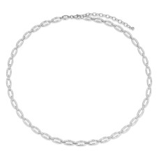 Charles Garnier Sterling Silver Open Link Necklace With CZ Accents Charles Garnier Sterling Silver Open Link Necklace With CZ Accents