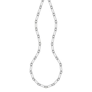 Charles Garnier Sterling Silver 24" Round And Oblong Link Necklace