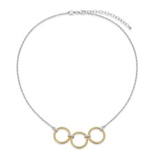 Charles Garnier Two-tone Sterling Silver CZ-accented Triple-circle Necklace Charles Garnier Two-tone Sterling Silver CZ-accented Triple-circle Necklace
