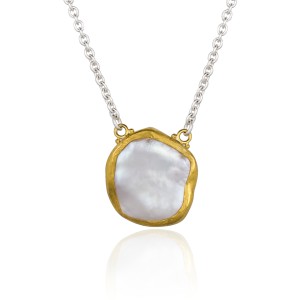 Lika Behar Sterling Silver And 24kt Gold "Rosalie" Keshi Pearl Necklace