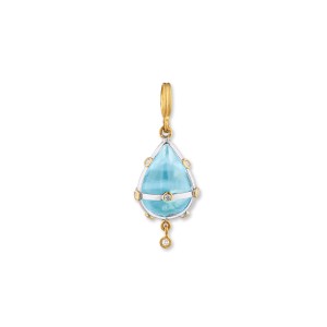 Lika Behar 24kt Gold And Sterling Silver "Caged" Blue Topaz Pendant Necklace Lika Behar 24kt Gold And Sterling Silver "Caged" Blue Topaz Pendant Necklace