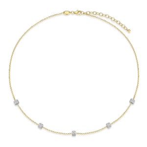 Charles Garnier 14kt Yellow Gold-plated Sterling Silver CZ Station Necklace