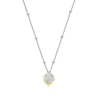Charles Garnier Sterling Silver And 14kt Yellow Gold  "Touch Of Gold" Diamond Pendant Necklace
