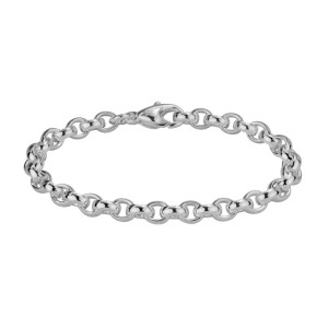 Sterling Silver Oval Rolo Link Bracelet