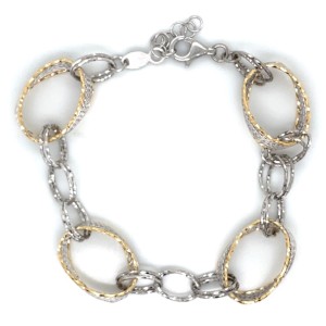 Peter Storm "Tessuto Colori" Two-tone Finish Sterling Silver Circle Links Bracelet