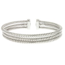 Sterling Silver Triple Row Coil-style Cuff Bracelet