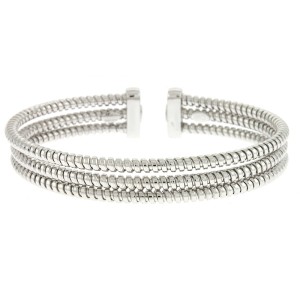 Sterling Silver Triple Row Coil-style Cuff Bracelet