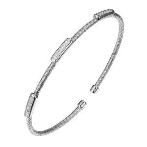 Charles Garnier Sterling Silver Cuff Bracelet With CZ Accents