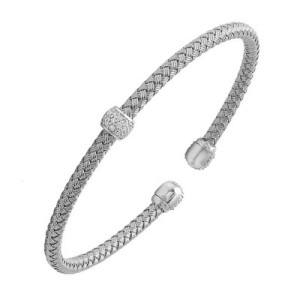 Charles Garnier Sterling Silver And CZ "Como" Flexible Cuff Bracelet